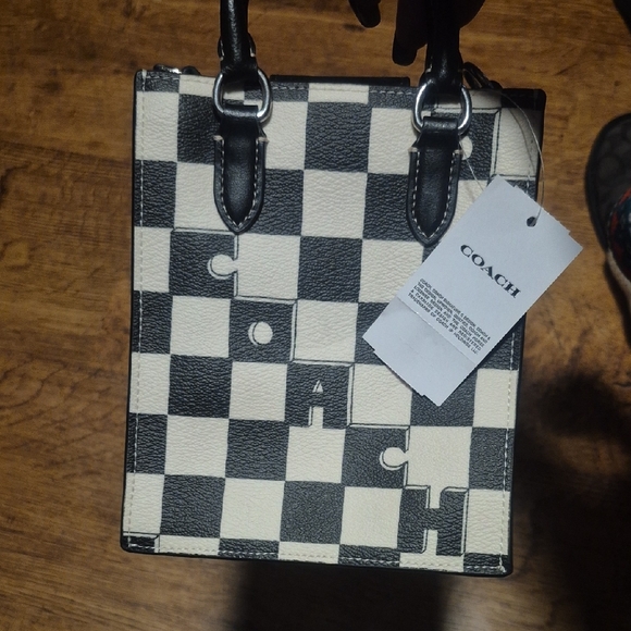 Coach Black and White Checkered Tote - Picture 2 of 3